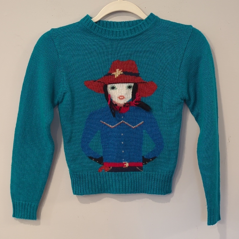Vintage Kids Sweater with Cowgirl Graphic size Large‎